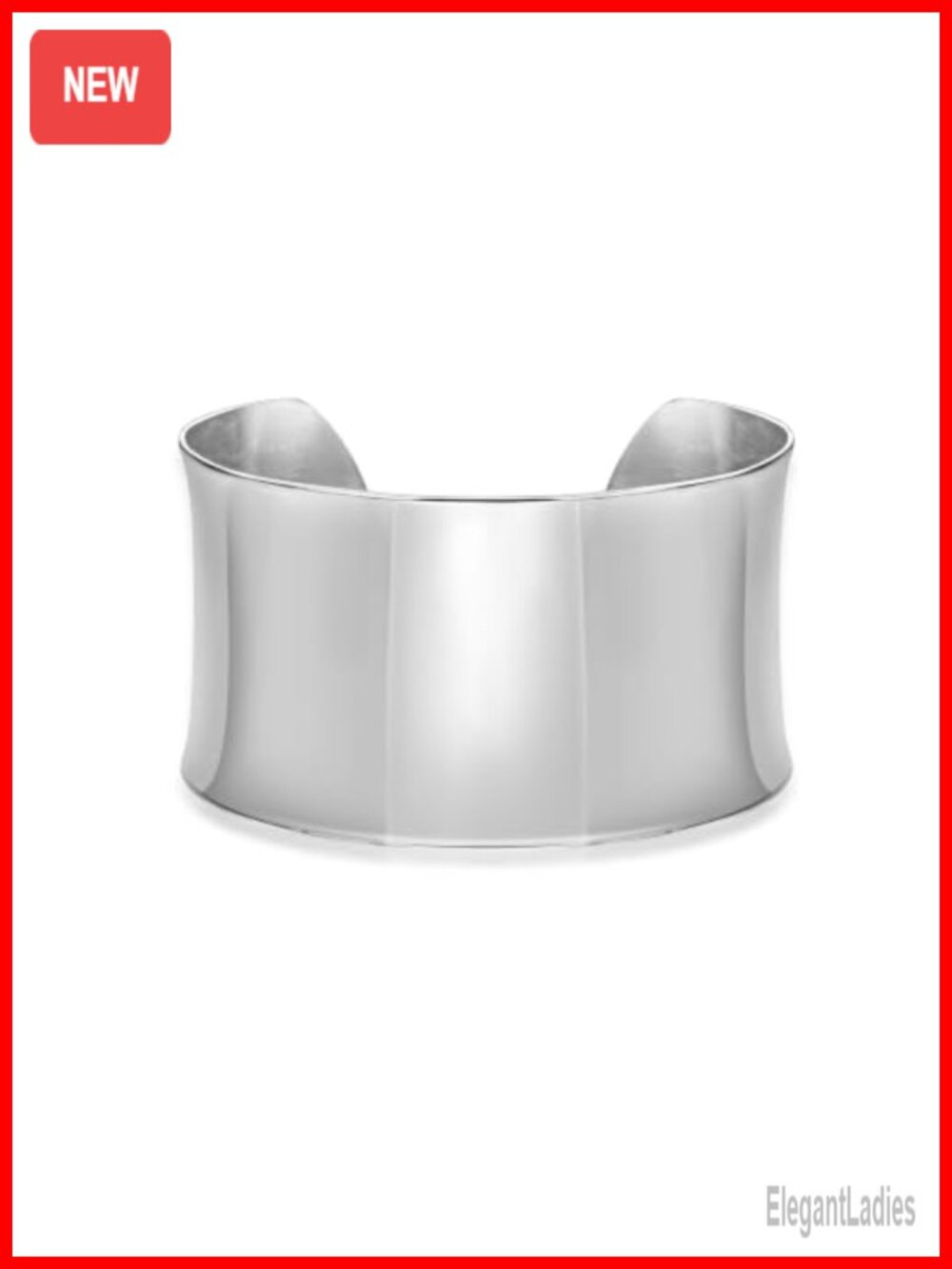 Wide Open Cuff Bangle Bracelet Stainless Steel 7 Inch Women's
